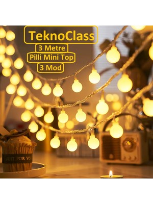 Özbience 3 Metre Mini Top LED Işık, 3 Modlu Dekoratif Aydınlatma Seti