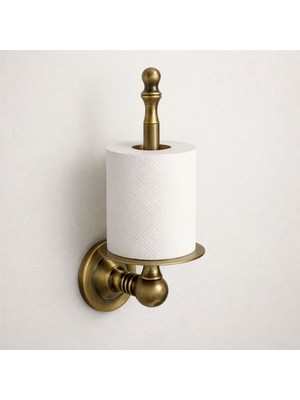 Badem10 Yedek Tuvalet Kağıtlığı Antik Sarı Eskitme Gold Vidali Duvar Tipi Metal Banyo Wc Aksesuarı