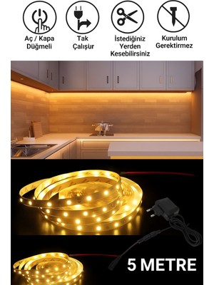 Özbience Mutfak Tezgah Üstü Gün Işığı LED Şerit Işık Aç-Kapa Düğmeli