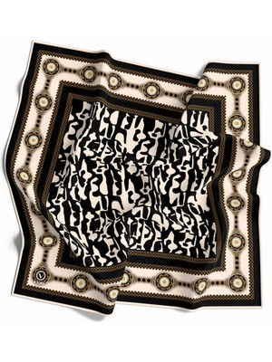 Violla Twill Dalmaçya Desenli Krem Renkli 90X90 Eşarp (Ipek Içermez) Kenar Dikiş Şekli El Dikişli