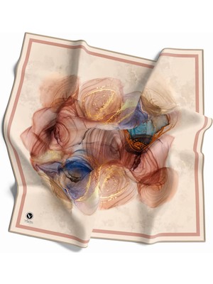 Violla Twill Helezon Batik Desenli Somon Renkli 90X90 Eşarp (Ipek Içermez) Dikim Şekli : El Dikişi