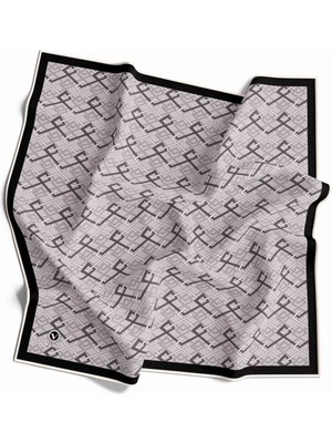 Violla Twill Bordürlü Ekose Desenli Petrol Yeşili Renkli 90X90 Eşarp (Ipek Içermez) Kenar Dikiş Şekli El Di