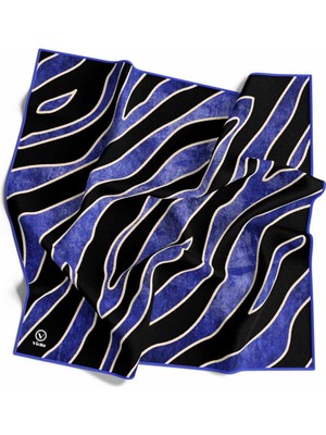Violla Kristal Zebra Çiçek Desenli Saks Renkli 90X90 Eşarp (Ipek Içermez) Kenar Dikiş Şekli El Dikişli
