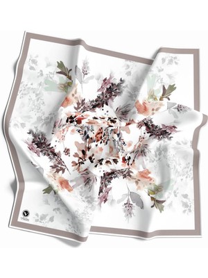 Violla Kristal Sonbahar Yaprak Desenli Taş Renkli 90X90 Eşarp (Ipek Içermez) Kenar Dikiş Şekli El Dikişli