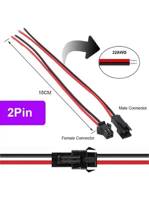 Powerr Led Aydınlatma Tek Renk Şerit LED Bağlantı Soketli Kablo Takım 2 Pin 0.50 mm 10 Adet