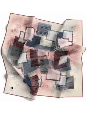 Violla Twill Batik Desenli Pudra Renkli 90X90 Eşarp (Ipek Içermez) Kenar Dikiş Şekli El Dikişli