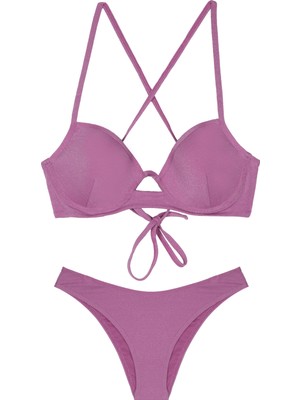 Pierre Cardin Çapraz Askılı Parlak Dokulu Bikini Takımı