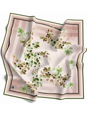 Violla Twill Çiçek Desenli Zümrüt Yeşili Renkli 90X90 Eşarp (Ipek Içermez) Kenar Dikiş Şekli El Dikişli