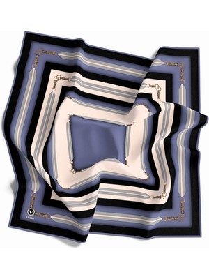 Violla Twill Kemer Desenli Indigo Renkli 90X90 Eşarp (Ipek Içermez) Dikim Şekli : El Dikişi