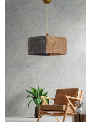 HMY Design Froid Handmade Tekli Sarkıt Avize Gri-Hasır