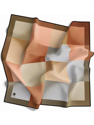 Violla Soft Twill Geometrik Desenli Somon Renkli 90X90 Eşarp (Ipek Içermez) Kenar Dikiş Şekli El Dikişli