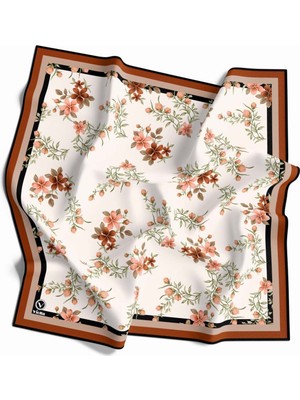 Violla Rayon Çiçek Desenli Taba Renkli 90X90 Eşarp (Ipek Içermez) Dikim Şekli : El Dikişi