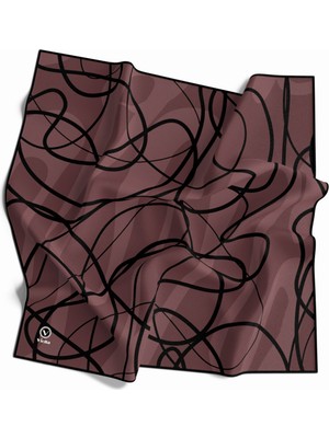 Violla Twill Karışık Çizgi Desenli Pudra Renkli 90X90 Eşarp (Ipek Içermez) Kenar Dikiş Şekli El Dikişli