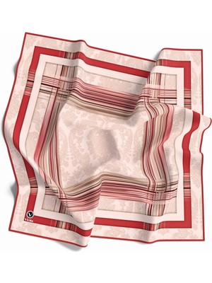 Violla Soft Çerçeveli ve Batik Desenli Nar Çiçeği Renkli 90X90 Eşarp (Ipek Içermez) Kenar Dikiş Şekli El Di