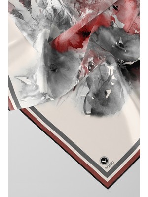 Violla Rayon Zincir Desenli Gül Kurusu Renkli 90X90 Eşarp (Ipek Içermez) Kenar Dikiş Şekli El Dikişli