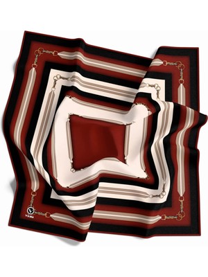 Violla Twill Kemer Desenli Bordo Renkli 90X90 Eşarp (Ipek Içermez) Dikim Şekli : El Dikişi