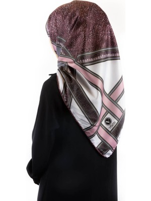 Violla Twill Bordür Taş Desenli Pura Renkli 90X90 Eşarp (Ipek Içermez) Kenar Dikiş Şekli El Dikişli