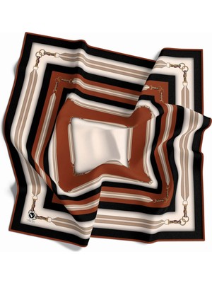 Violla Twill Kemer Desenli Taba Renkli 90X90 Eşarp (Ipek Içermez) Dikim Şekli : El Dikişi