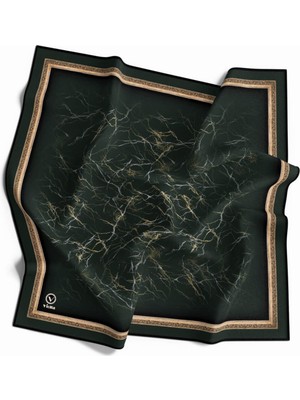 Violla Kristal Zikzak Çizgi Desenli Petrol Yeşili Renkli 90X90 Eşarp (Ipek Içermez) Dikim Şekli : El Dikişi