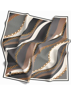 Violla Kristal Zincir Desenli Gri Renkli 90X90 Eşarp (Ipek Içermez) Dikim Şekli : El Dikişi
