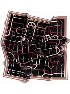 Violla Twill Geometrik Desenli Somon Renkli 90X90 Eşarp (Ipek Içermez) Dikim Şekli : El Dikişi