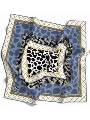 Violla Twill Taş Desenli Bebe Mavisi Renkli 90X90 Eşarp (Ipek Içermez) Kenar Dikiş Şekli El Dikişli