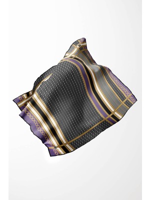 Violla Twil Geometrik Desenli Lila Renkli 90X90 Eşarp (Ipek Içermez) Dikim Şekli : El Dikişi