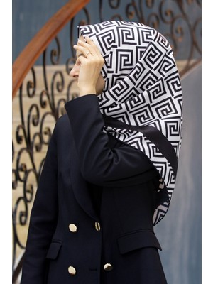 Violla Twill Minimalist Desenli Siyah Renkli 90X90 Eşarp (Ipek Içermez) Kenar Dikiş Şekli El Dikişli