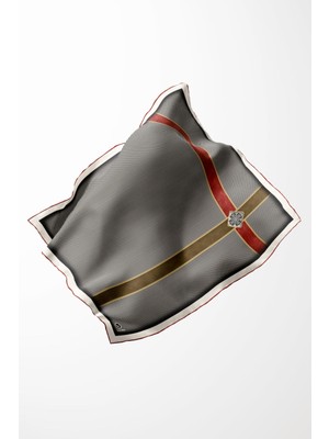 Violla Twill Geometrik ve Kemer Desenli Bordo Renkli 90X90 Eşarp (Ipek Içermez) Dikim Şekli : El Dikişi