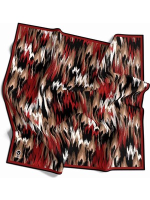 Violla Twill Fırça Desenli Bordo Renkli 90X90 Eşarp (Ipek Içermez) Kenar Dikiş Şekli El Dikişli