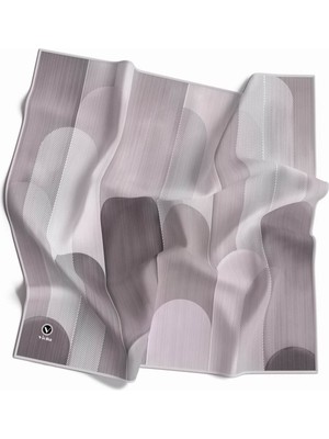 Violla Twill Geometrik Desenli Gri Renkli 90X90 Eşarp (Ipek Içermez) Kenar Dikiş Şekli El Dikişli