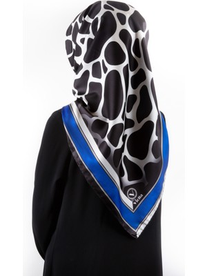 Violla Kristal Taş Desenli Saks Renkli 90X90 Eşarp (Ipek Içermez) Dikim Şekli : El Dikişi