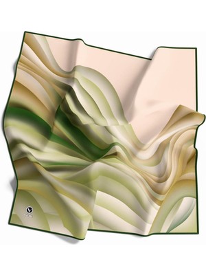 Violla Kristal Geometrik Desenli Zümrüt Yeşili Renkli 90X90 Eşarp (Ipek Içermez) Kenar Dikiş Şekli El Dikiş