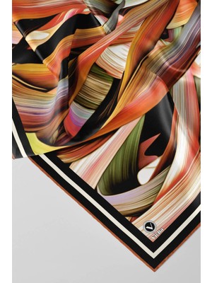 Violla Twill Kare Desenli Bakır Renkli 90X90 Dikim Şekli : El Dikişi Eşarp (Ipek Içermez)