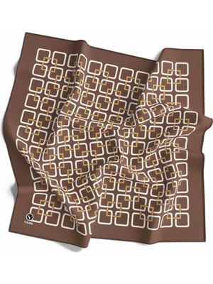Violla Twill Geometrik Desenli Bakır Renkli 90X90 Eşarp (Ipek Içermez) Kenar Dikiş Şekli El Dikişli