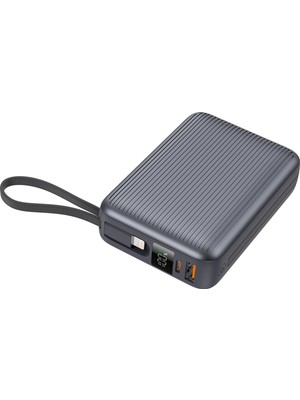 Realpower 20000MAH Gri Powerbank 22.5W Kablolu ve LED Display PB20KGR