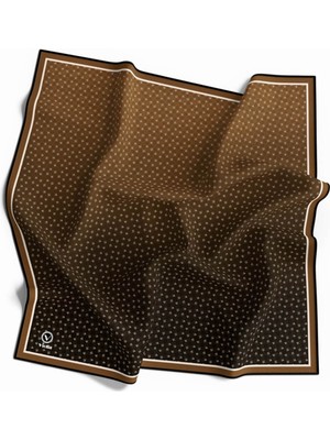 Violla Kristal Minik Motifli ve Degrade Desenli Taba Renkli 90X90 Eşarp (Ipek Içermez) Kenar Dikiş Şekli El