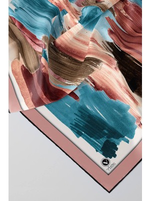 Violla Twill Fırça Darbesi Desenli Pudra Renkli 90X90 Eşarp (Ipek Içermez) Kenar Dikiş Şekli El Dikişli