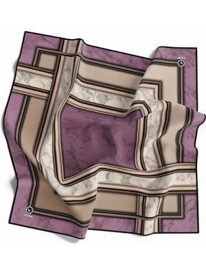 Violla Twill Geometrik Desenli Llila Renkli 90X90 Eşarp (Ipek Içermez) Kenar Dikiş Şekli El Dikişli