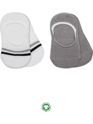 Bfs Nessiworld 2'li Penye Babet Silikon Çemberli Çorap 30102 Gri Beyaz