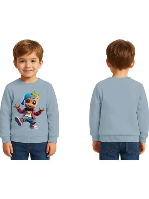 Sedirli Unisex Groot Baskılı Çocuk Swaetshirt 3 Iplik Şardonlu