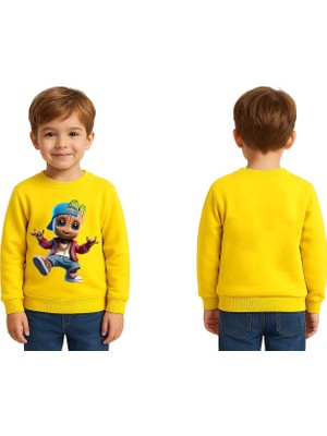 Sedirli Unisex Groot Baskılı Çocuk Swaetshirt 3 Iplik Şardonlu
