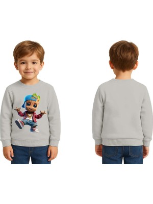 Sedirli Unisex Groot Baskılı Çocuk Swaetshirt 3 Iplik Şardonlu