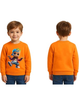Sedirli Unisex Groot Baskılı Çocuk Swaetshirt 3 Iplik Şardonlu