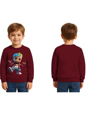 Sedirli Unisex Groot Baskılı Çocuk Swaetshirt 3 Iplik Şardonlu