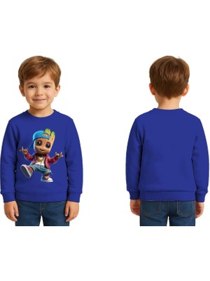 Sedirli Unisex Groot Baskılı Çocuk Swaetshirt 3 Iplik Şardonlu