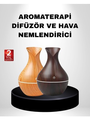 Astraltech Aromaterapi Difüzör Ahşap Desenli ve Ultrasonik Nemlendirici LED Işıklı