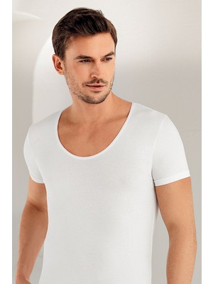 Şahinler Erkek Kısa Kollu Geniş Yaka Pamuklu Likralı Atlet 084-085