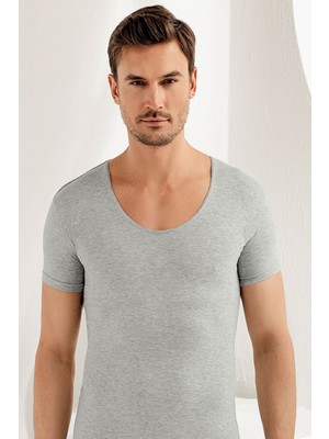 Şahinler Erkek Kısa Kollu Geniş Yaka Pamuklu Likralı Atlet 084-085