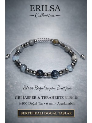 Erilsa Sertifikalı Stres Regülasyon Enerjisi Dengeleyici Bileklik – Gri Jasper Terahertz Doğaltaş